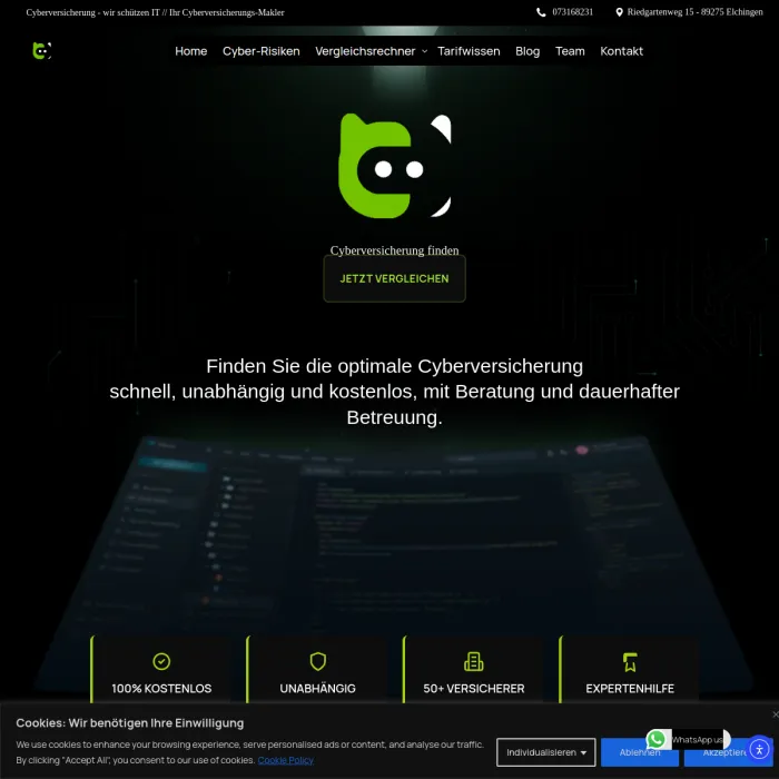 Screenshot cyberversicherung-finden.de